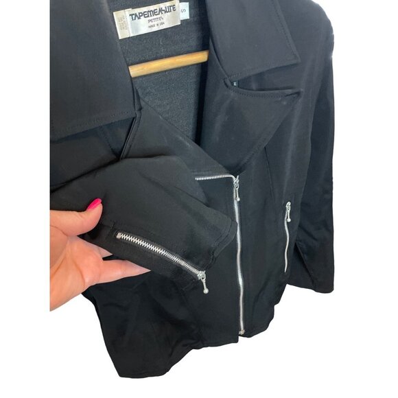 Vintage 90s Tapemeasure Black Made in the USA Motorcycle Jacket Sz S - Picture 4 of 10